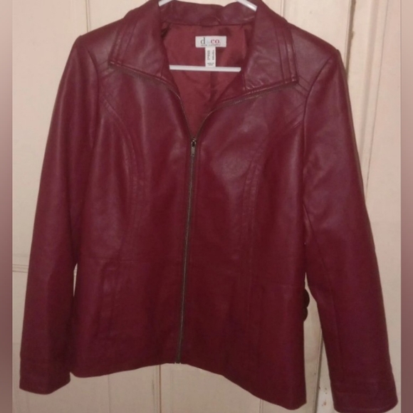 D & Co Denim + Company Women Faux Leather Jacket (Small) Pre-owned Zipper Jacket - Picture 1 of 8